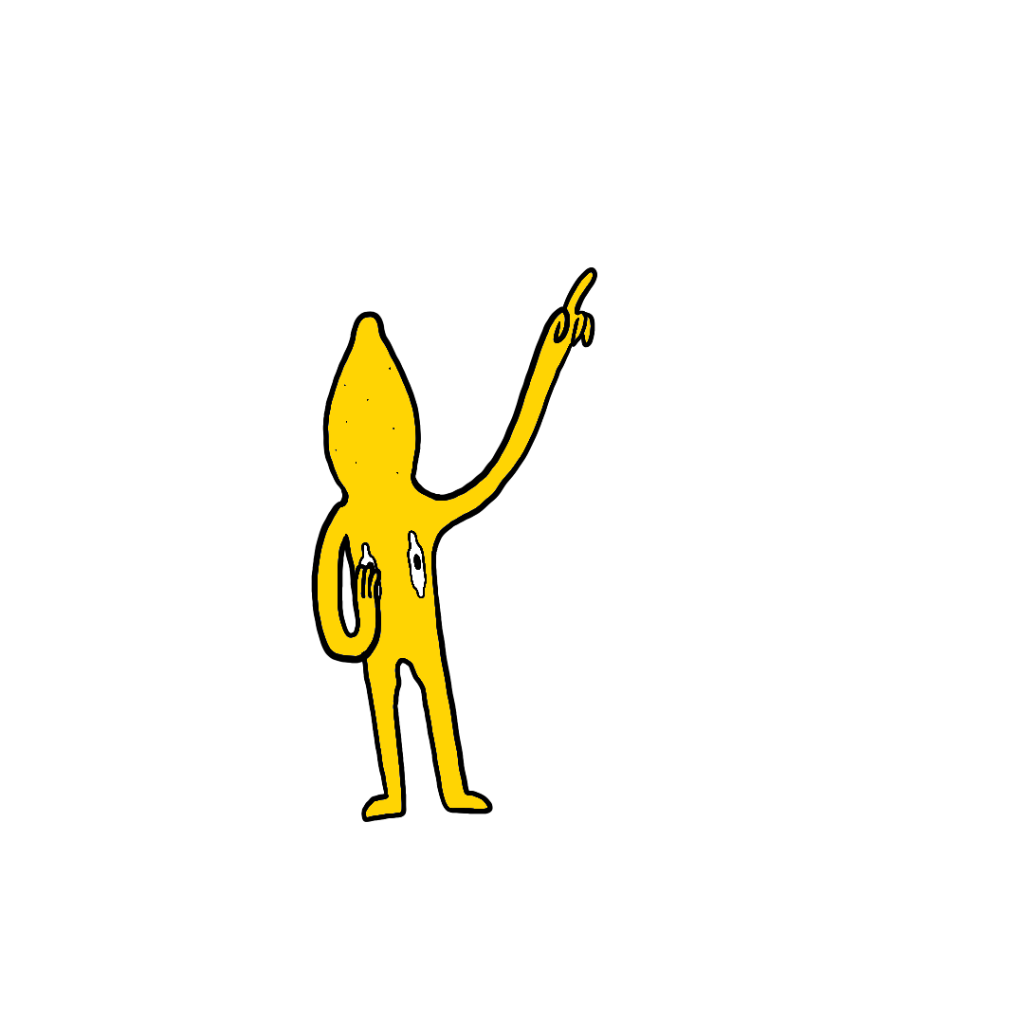 Leman, the Lemon Squeezy Digital mascot, pointing